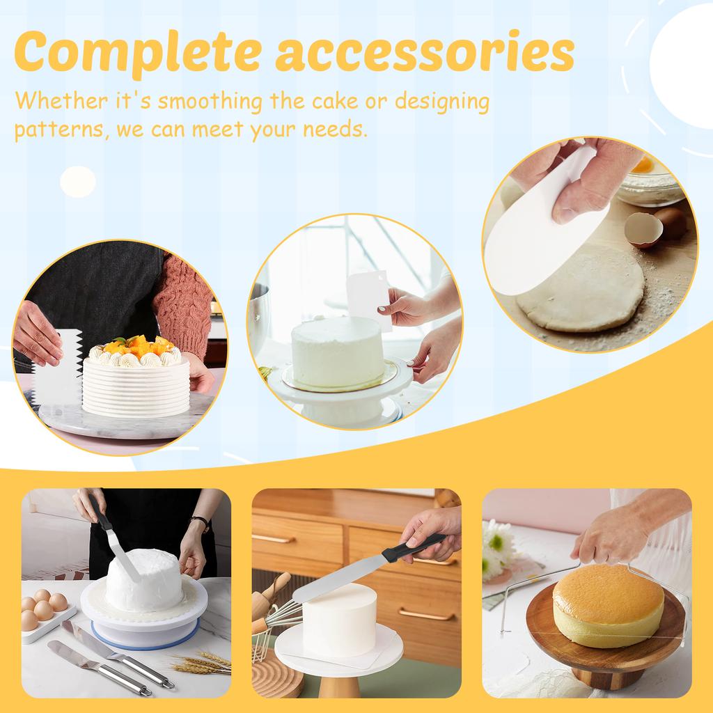 82Pcs Cake Decorating Kit with Turntable Piping Bag Piping Tip Coupler Scraper Cake Baking Tool Accessories for Bakers Beginners