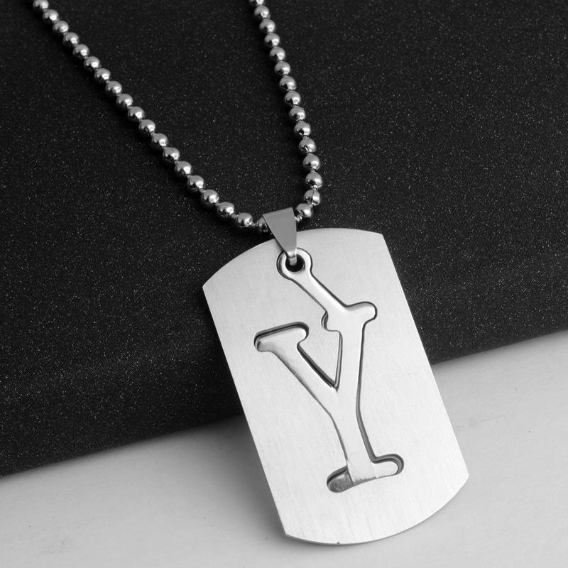 HNSP Stainless Steel Initials Pendant Chain Necklace For Men Women 26 Letter Name Accessories