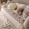 Luxury Sofa Covers Living Room Non-Slip Armrest Backrest Sofa Cushion  Universal Linen Ethnic Style Sofa Cushion Slipcover