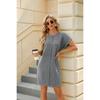 Spring Summer Women's Casual Solid Color Crew Neck Loose Short Sleeve Dress For Cross-border Export