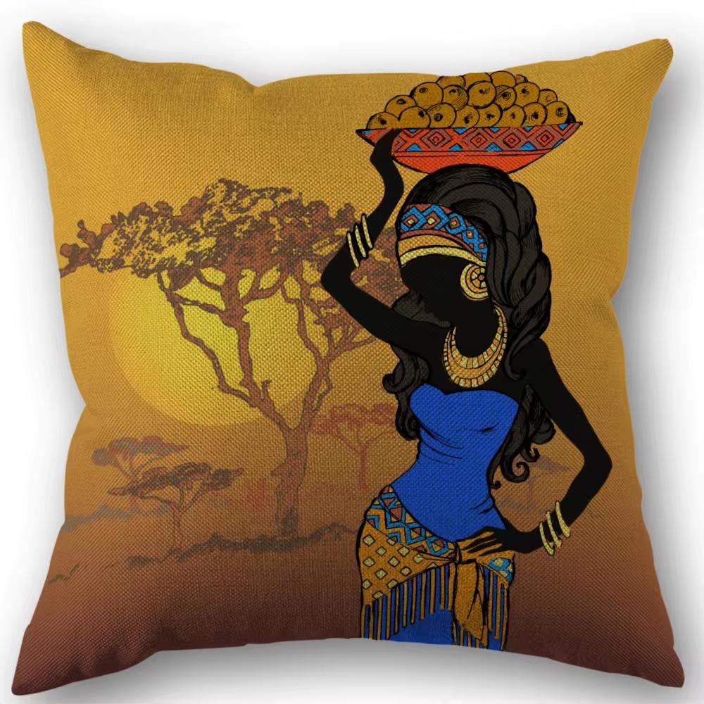 

1 шт. афроамериканская женщина квадратная наволочка для подушки домашний декор, декор комнаты, декор спальни, наволочка 45x45cm