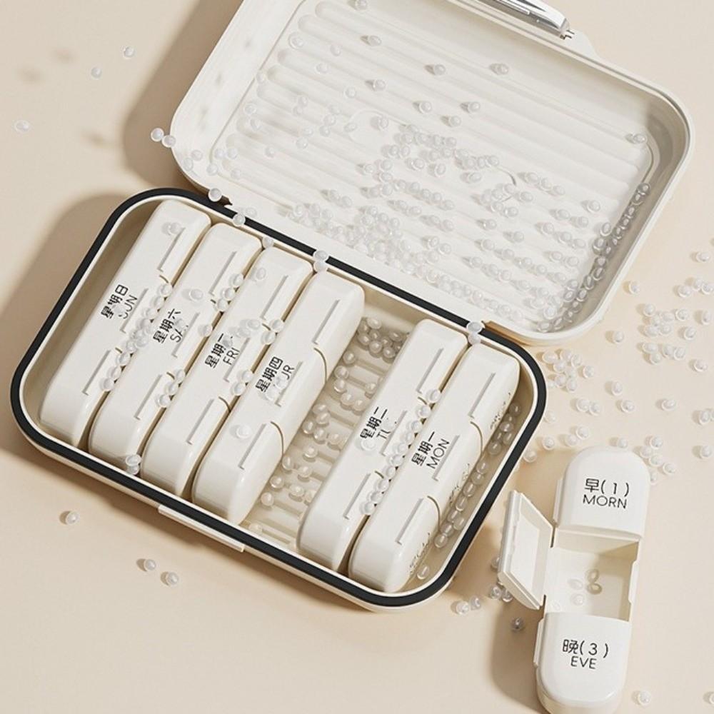 Large Capacity Portable Pill Container Sealed Pill Storage Box 7 Day Pill Box  Travel