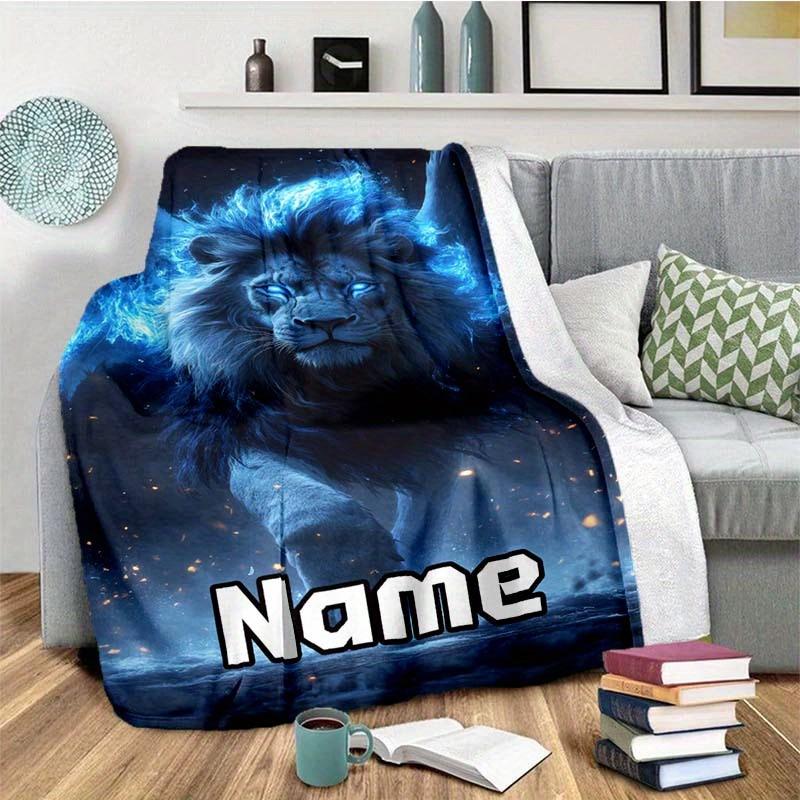 Lion Customize Your Name Blanket Warm Comfortable And Soft Blankets Are Suitable For Home Lunch Break Blanket Office Sofa Sofa Gift To Relatives And