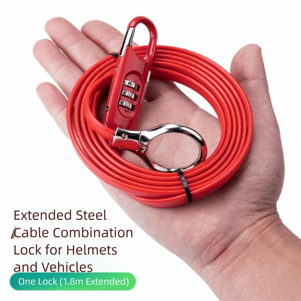 3-digits Combination Bicycle Password Lock 150cm Length Zinc Alloy Combination Bike Lock Steel Cable High Strength