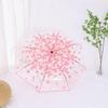 Cherry Blossom Transparent Automatic Umbrella - Soft Girl Three-Fold Design
