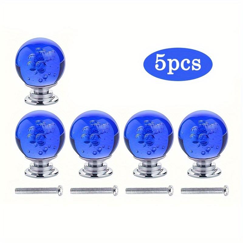 5/10 Stück Schrankknöpfe aus Kristallglas, runde Glasblasengriffe, glatte Schubladenknöpfe für Schubladen und Kommodenbeschläge im Heimschrank, mit Befestigungsschrauben 5pcs-With screws