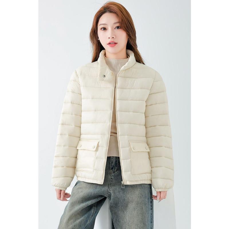 New Women's Lightweight Short Cotton Coat Autumn and Winter Stand-up Collar Casual and Warm Cotton Coat
