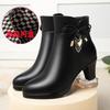 Fashion 2024 New Fashion Women's Boots Autumn and Winter Warm Plush Ankle Boots Women's Round Toe Thin Heel Zipper Casual Women's Shoes