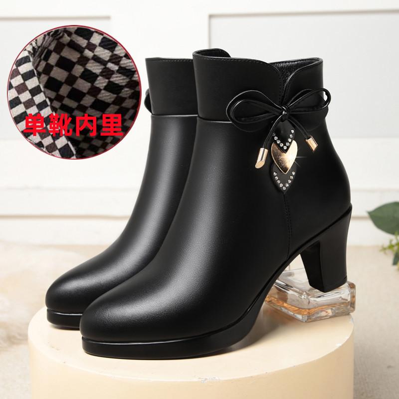 Fashion 2024 New Fashion Women's Boots Autumn and Winter Warm Plush Ankle Boots Women's Round Toe Thin Heel Zipper Casual Women's Shoes