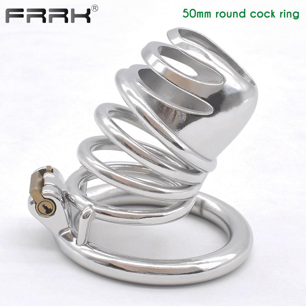 Juguetes sexuales rizados BDSM con cerradura integrada, jaula de castidad de Metal para pájaros, dispositivos de cinturón de Bondage masculino grande, fetiche, anillos para pene a medida, Juguetes