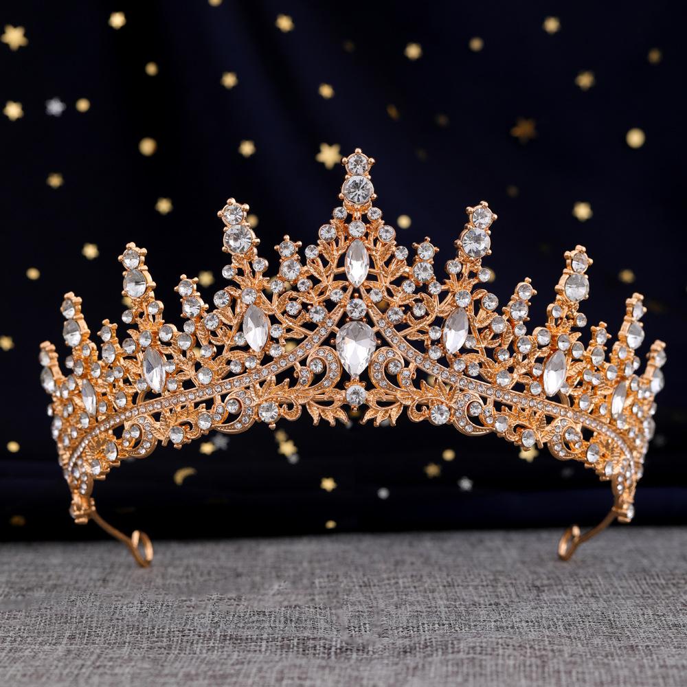 Krone Tiara Braut High End Prinzessin Krone Farbiger Kristall Königin Tiara Krone Barock Hochzeitskleid Stirnband