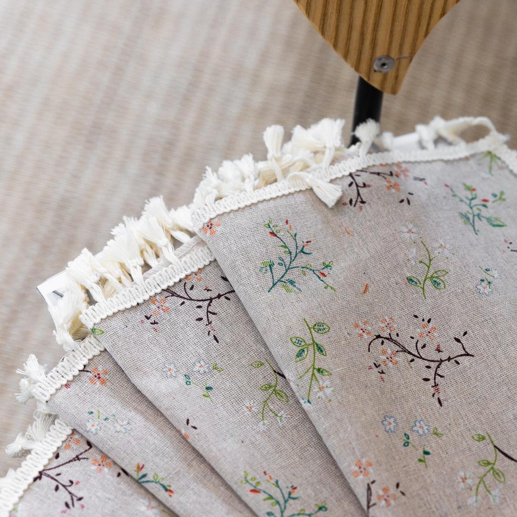 1 Plane Boho Cotton Linen Floral Short Curtain Tassel Trim Rod Pocket Cafe Curtain Kitchen Small Window Semi Blackout Bay Window Farmhouse Decor