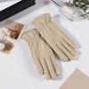 Soft Black Thickened Gloves  Beige Finger Mittens PU Anti-cold Gloves  Outdoor Sport