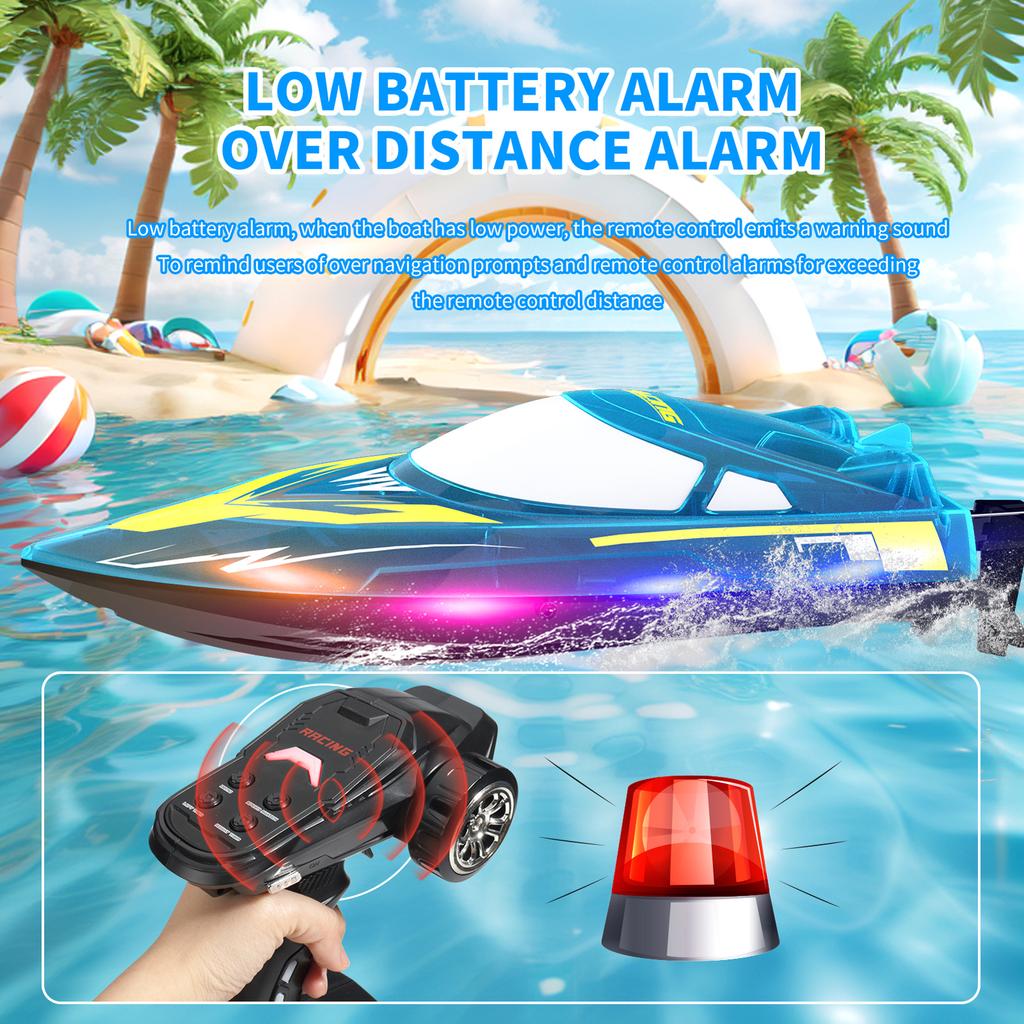 2.4GHz Remote Control Boat 30KM/H High Speed Remote-controlled Speedboat Water Cooling Protection Lo