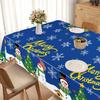 Snowman Design Christmas Table Cover Waterproof Lightweight Party Foil Tablecloth Rectangle Easy Clean Holiday Table Cloths Xmas
