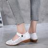 Fashion GKTINOO Genuine Leather Ladies Flat Summer Shoes Woman Slip On Casual Loafers Hollow Out Round Toe Soft Comfort Sandals Female