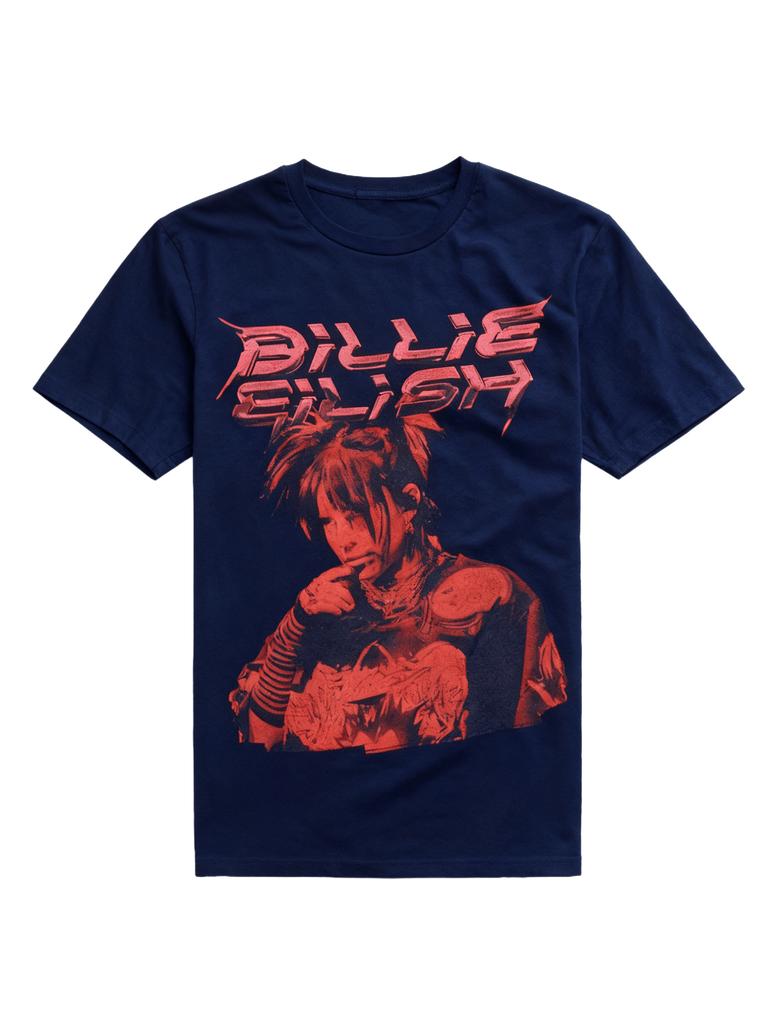 Billie Eilish Czerwony Portret Nadrukowany Casualowy Modny Letni T-shirt dla Mężczyzn i Kobiet Luźny Oversize Retro Czysta Bawełna