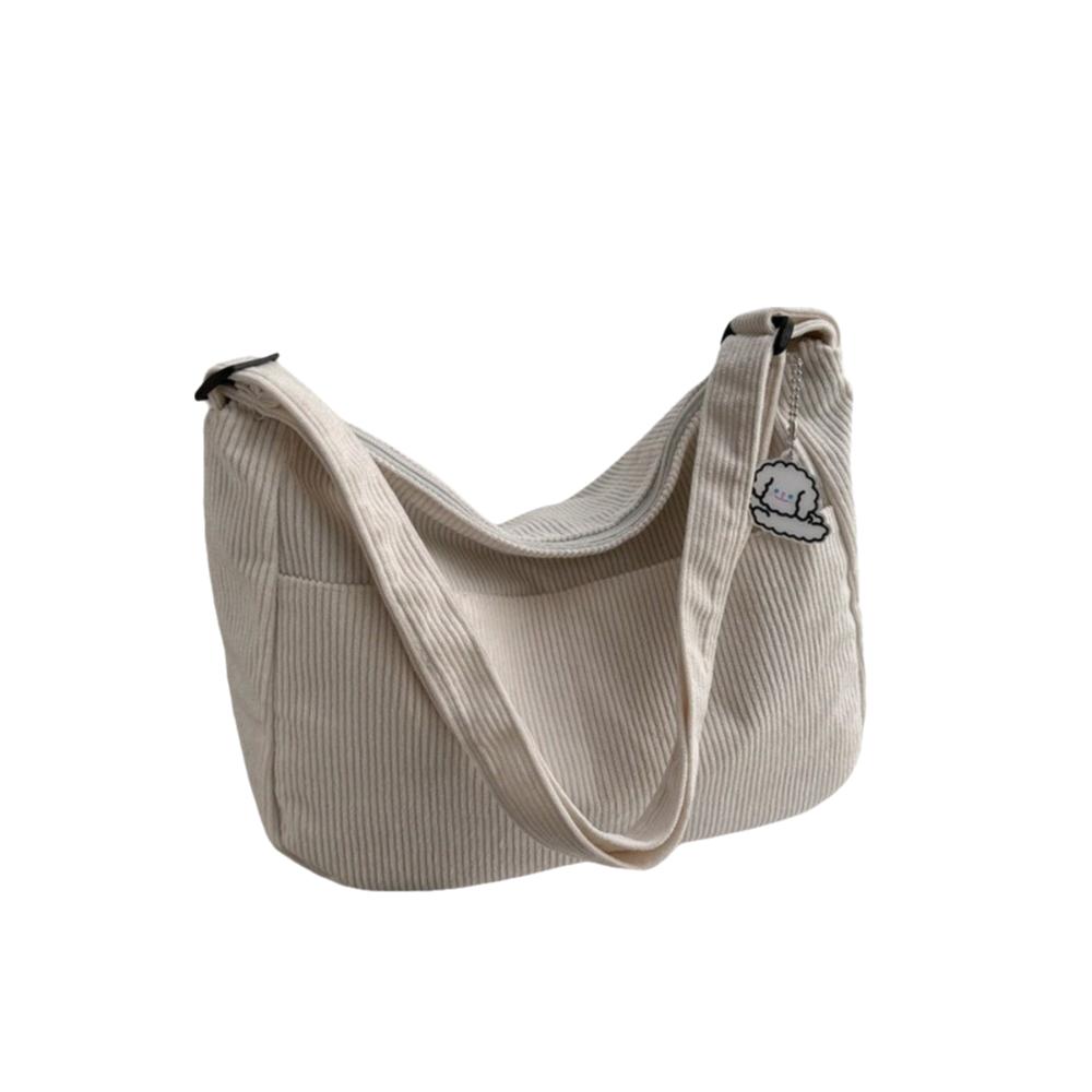 Korean Style Corduroy Shoulder Bag Solid Color Women Tote Bag Portable Crossbody Bag  Women