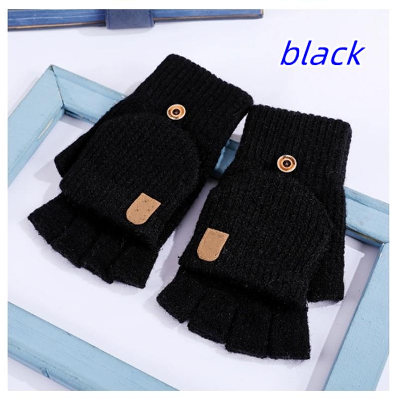 Knitted Fingerless Gloves Winter Thicken Warm Touch Screen Gloves for Men Women Gloves Warm Half Finger Student Gloves