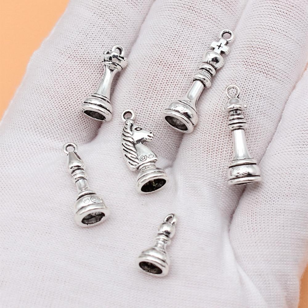 Charms Supplies For Jewelry International Chess Cute Items Handmade 6pcs/set