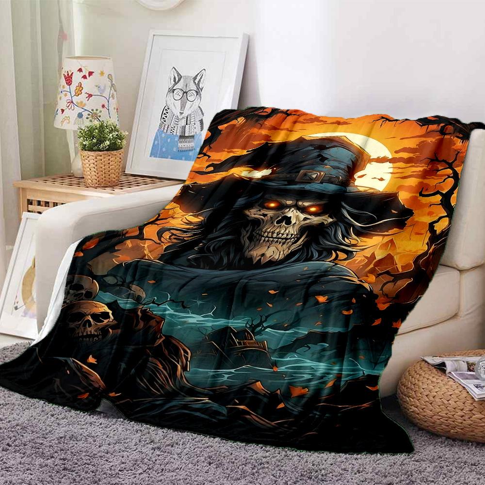 

1pc Skeleman Halloween Blanket, Lightweight Flannel Blanket for Sofa, Bed, Travel, Camping, Living Room, Office101 130cmx150cm