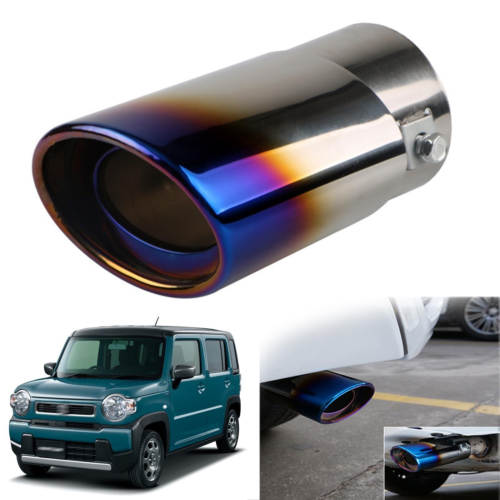 Suzuki Hustler MR52S/MR92S Exclusive Muffler Cutter Car Tailpipe Custom Exhaust straight синий