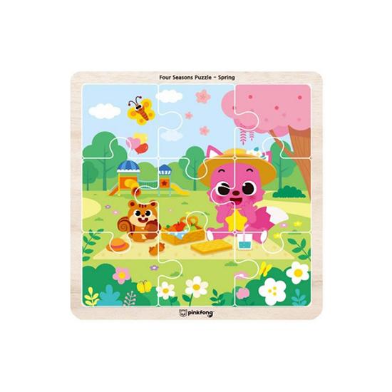 PINKFONG Puzzle di Legno Quattro Stagioni – Primavera , Autunno (2 Schede, 9 pezzi ciascuna) (3 Opzioni)
