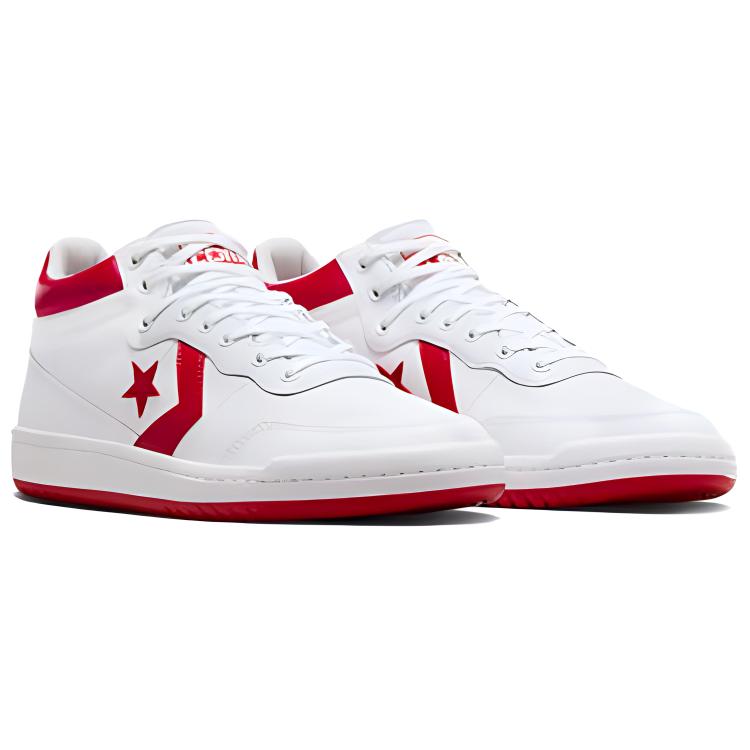 Converse Cons Fastbreak Pro lightweight and comfortable, slip-resistant and wear-resistant, mid-top skate shoes, unisex white red