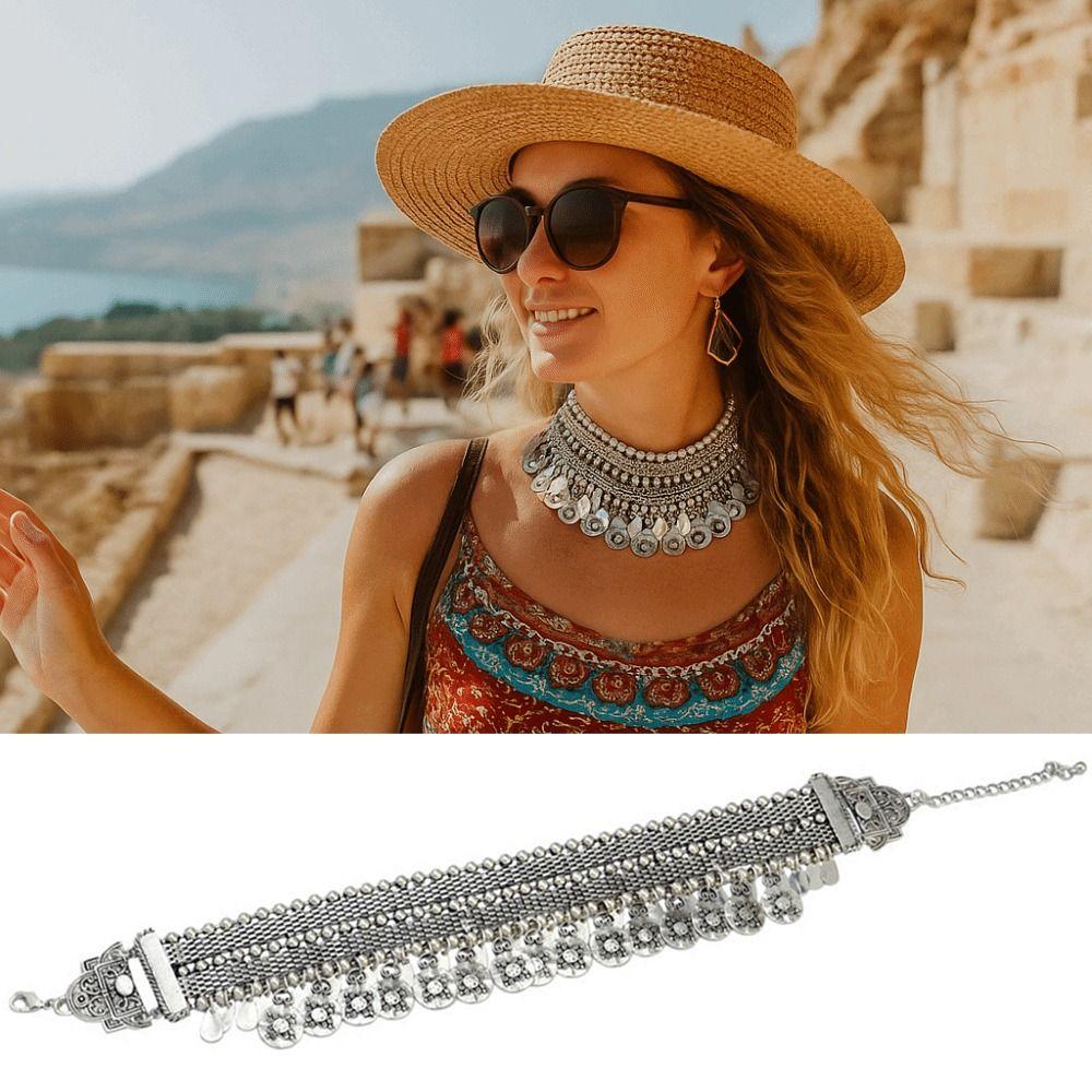 Geometric Shape Vintage Necklaces Alloy Turkish Necklaces Fashion Boho Necklaces  Vintage Look