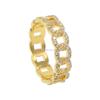 Fashion Jewelry Gold Plated Cuban Link Chain Design Chain Rings Pave Cz Simple Gold Ring Designs