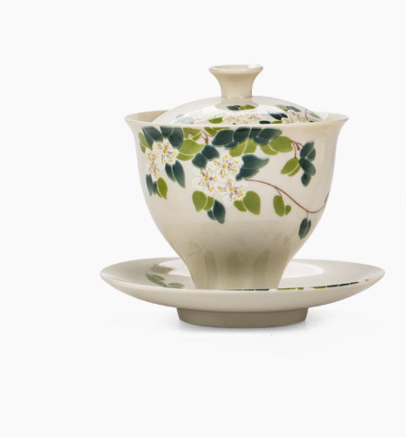 Jingdezhen cover ceramic porcelain bowl white porcelain cover hand painted tea cup bowl tea bowl kung fu tea tea tea | Tea Tree