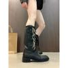 Coarse heel retro knight boots western cowboy boots women's shoes autumn and winter 2025 new cross-lace-up Martin boots long boots