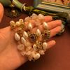 French Retro Style Rose Quartz Stone Pearl Necklace, High-end Design Jewelry, Multi-strand Sweater Chain, Elegant and Refined