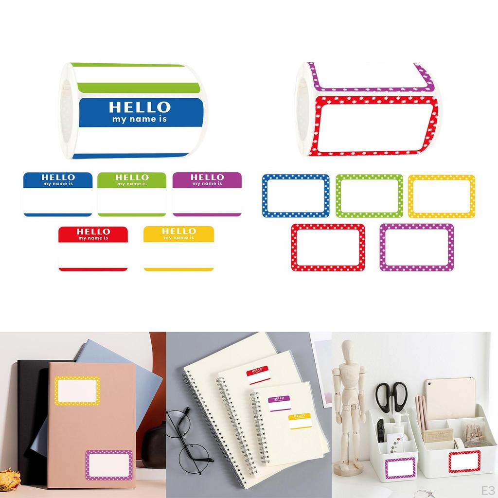 300 Sticker Name Tags Labels Organizer Office Scrapbook Self Plain Colorful for Teachers,