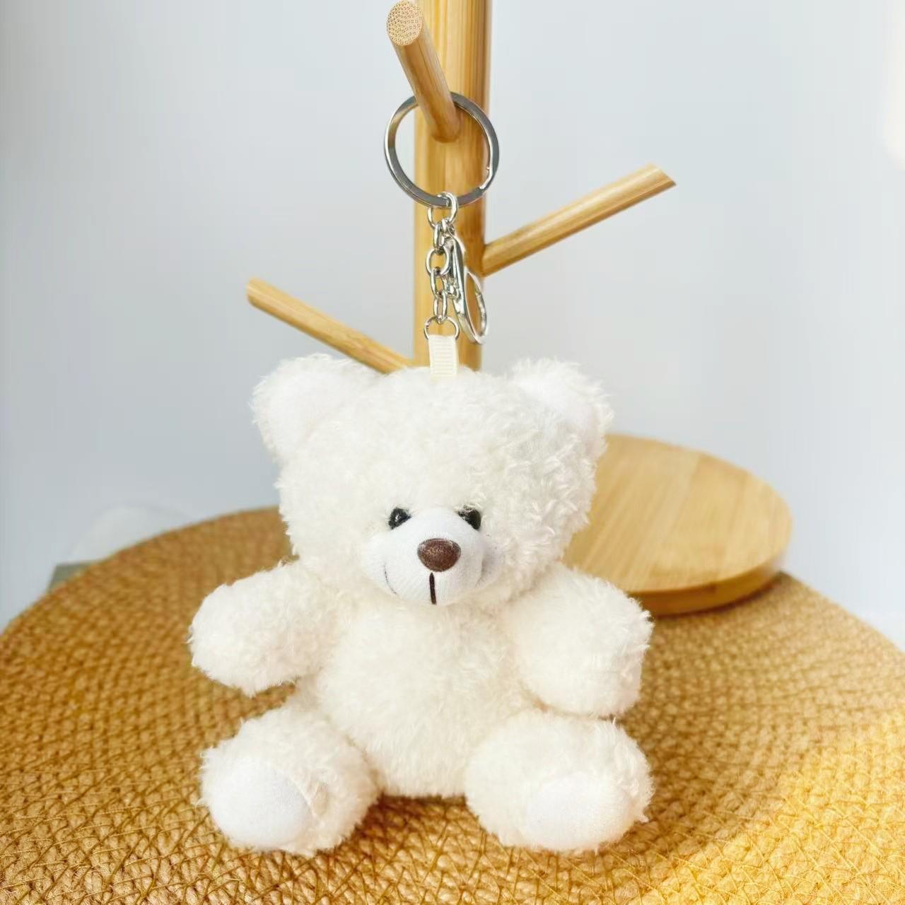 Cute Teddy Bear Keychain Pendant Plush Toy Ornament 12cm Bear with Glasses + Strap