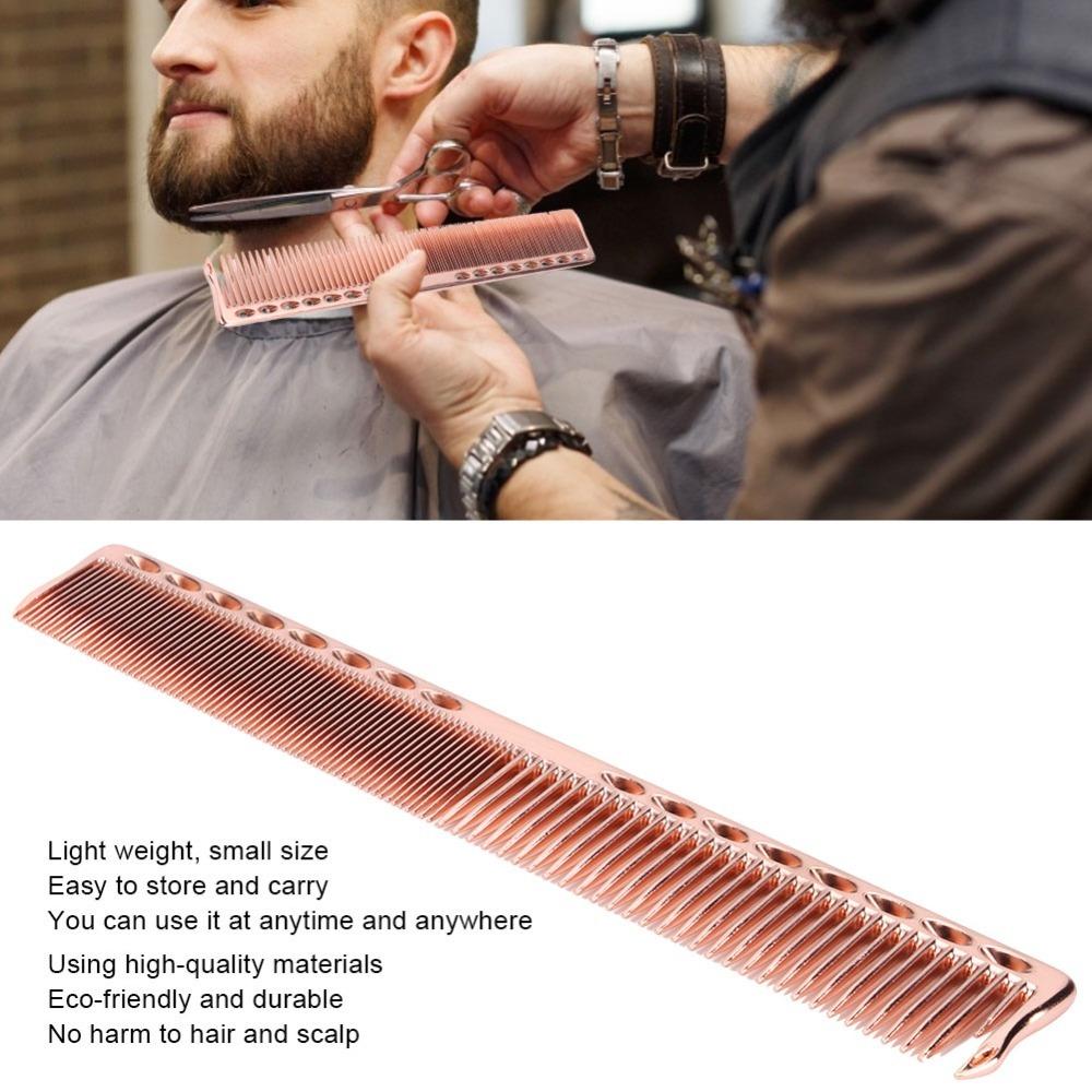 

2pcs Aluminum Salon Hairdressing Comb Wide and Fine Teeth Barber Comb Hair Cutting Comb For Barbers рожевий колір золота
