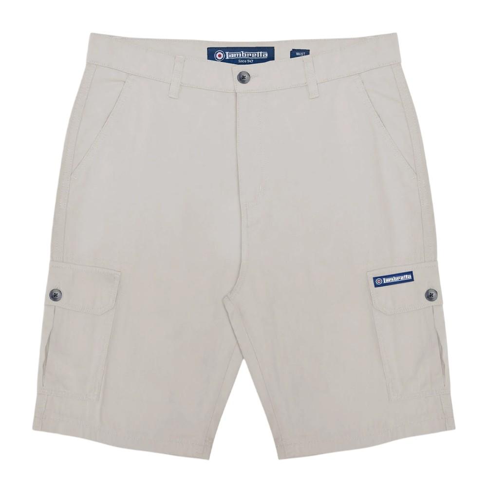 LAMBRETTA Mens Rubberised Logo Cargo Shorts
