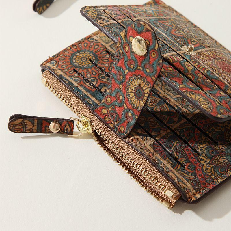 Retro Exquisite Multi-card Card Bag Portuguese Cork Ultra-thin and Ultra-light Zipper Small Wallet Change Bag