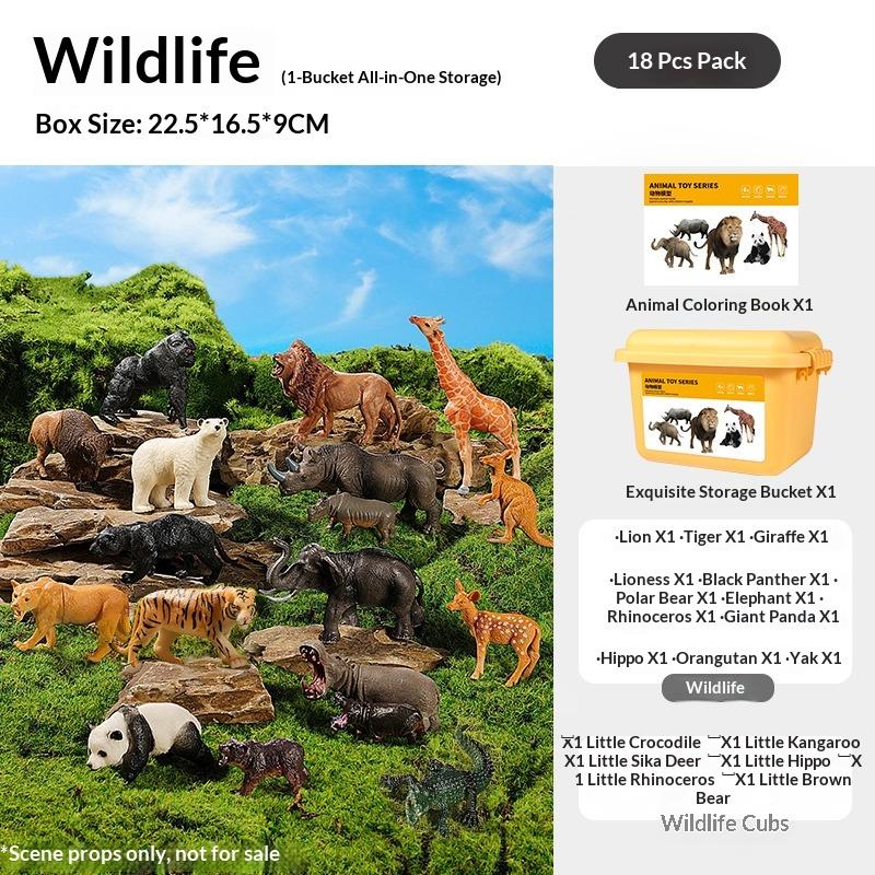 Realistic Animal Figure Toy Early Education Set - Baby Plant Recognition Kit Lion Tiger Elephant Panda Giraffe Animal Figure Toy