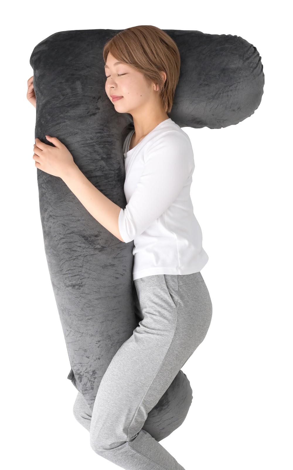 

Подушка для тела Hug Mocchi, теплая как рука, пушистая, для сна на боку, для беременных женщин, можно стирать, сменный наполнитель, хлопок, Elegant Gray Half® [Просто подушка]