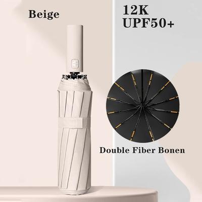1 pz Ombrello Pieghevole Automatico Resistente al Vento Pioggia Rivestimento Nero 12 Stecche Parasole Pioggia Auto Lusso Grande Ombrelli Antivento