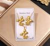 Gold-Plated Stainless Steel Retro Earrings & Necklace Set - Non-Fading Jewelry