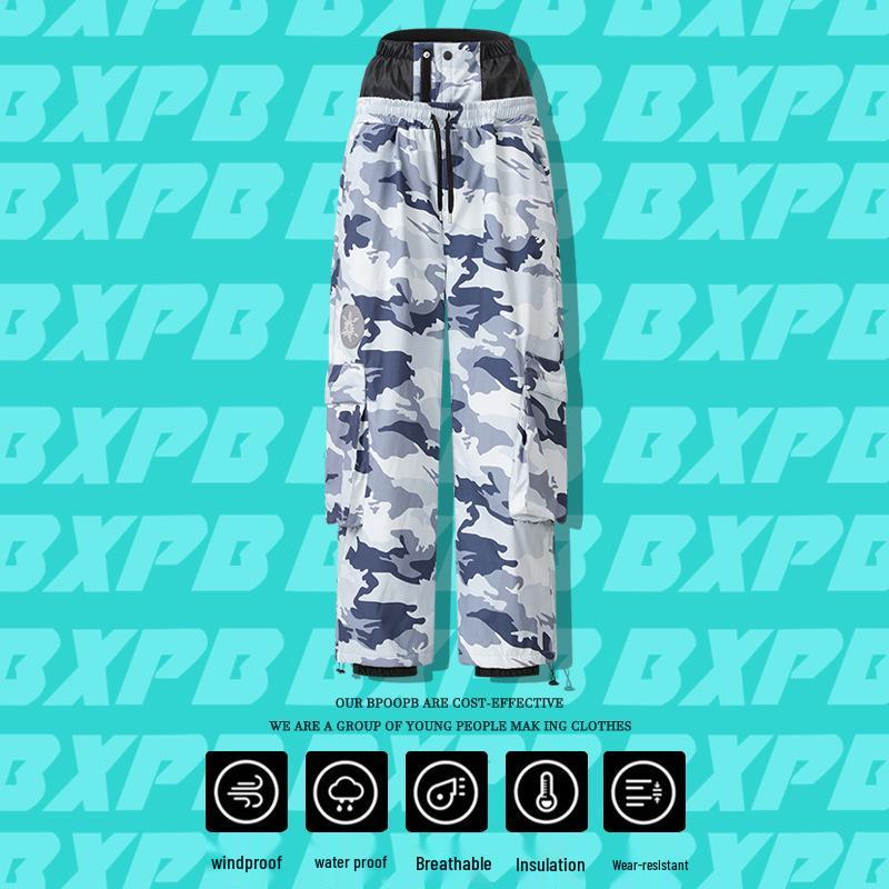 Unisex Camouflage Fleece-Lined Waterproof Ski Suit - Two-Piece Windproof Set