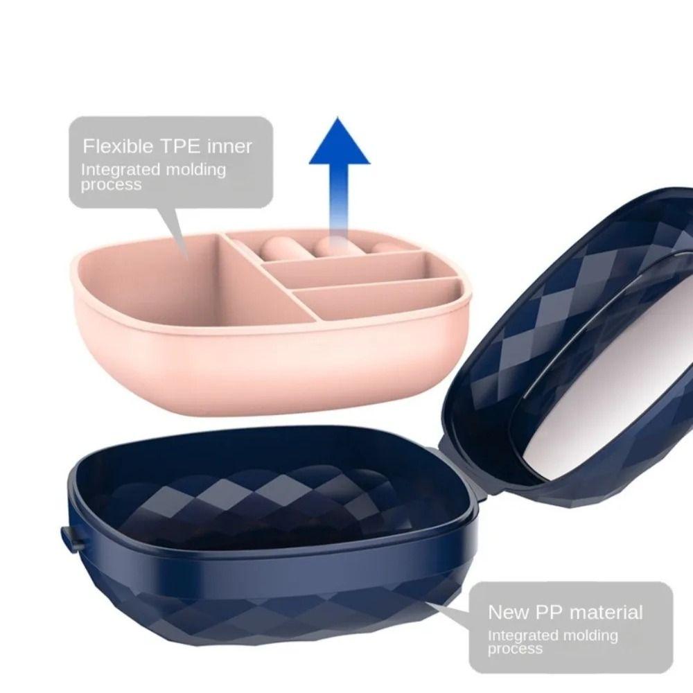 Solid Color Jewelry Box Portable Earring Organizer Makeup Case Necklace Ring Case  For Girls