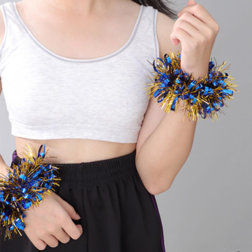 Cheerleader Wristband Sparkling Cheer Wristband Cheerleading Pom Poms Set with Elastic Wristband Ponytail for Team for Holiday