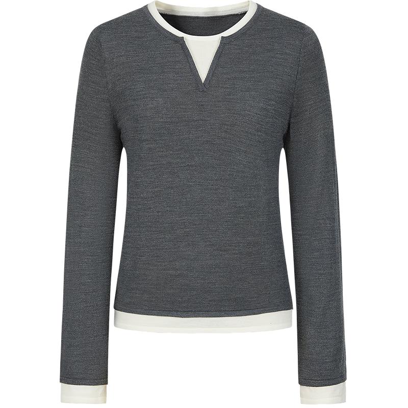 

JUZI AnnaCoco Women s Color-Block Faux Two-Piece Wool Blend Sweater L