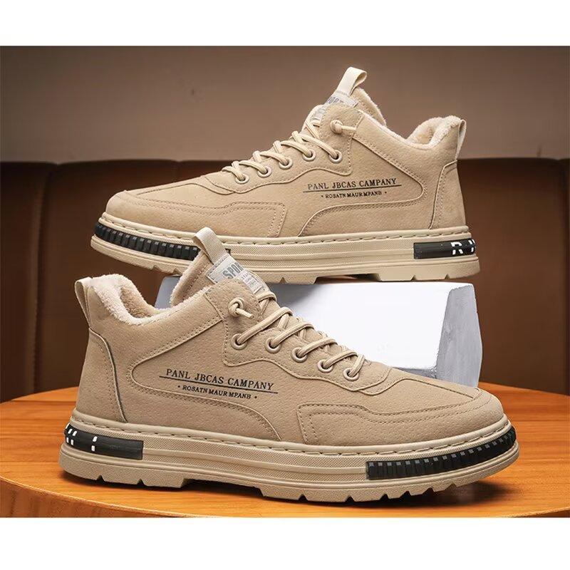 Men's Velvet Cotton Shoes Warm High Top Cotton Boots Workwear Boots Trendy Snow Boots Dirt Resistant and Waterproof Boots Retro Men's Boots