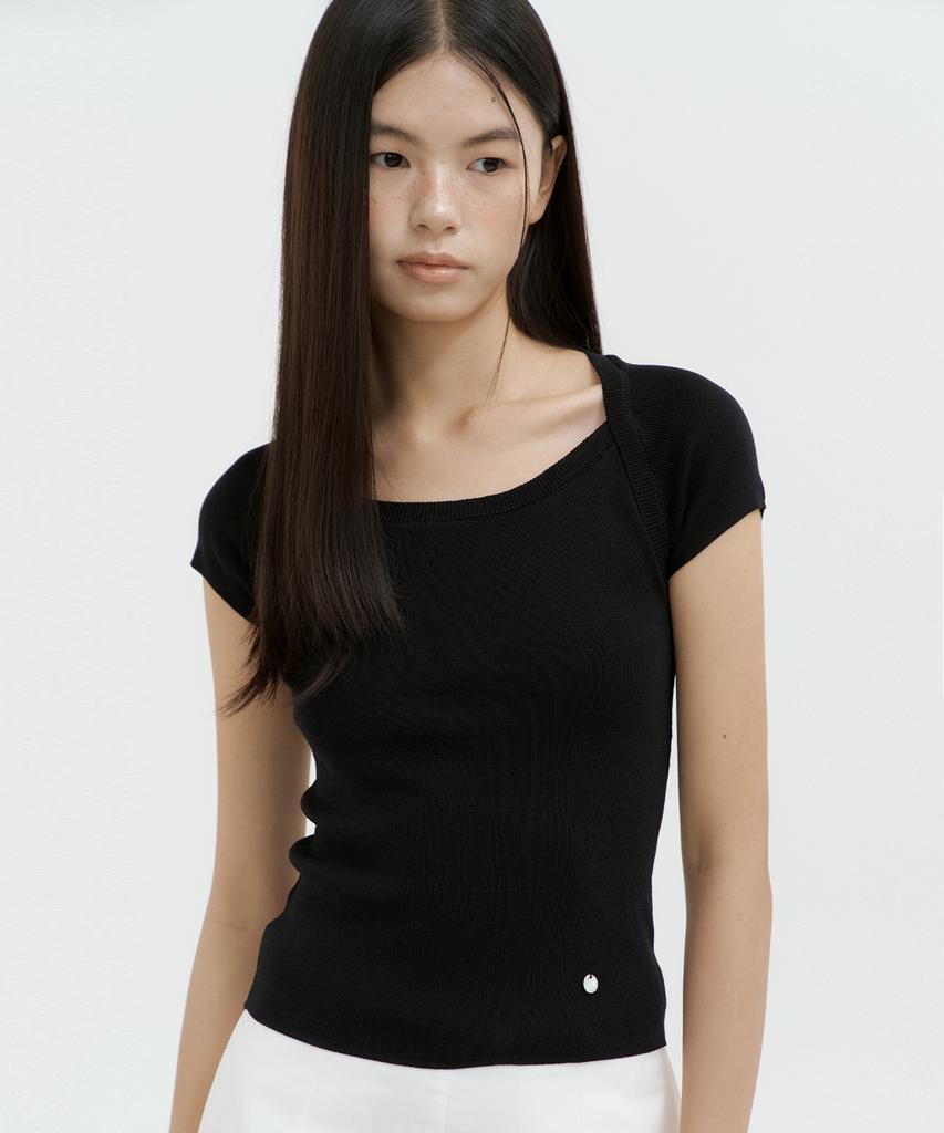 Lucirju Boatneck Bolero Knit Top (Black)