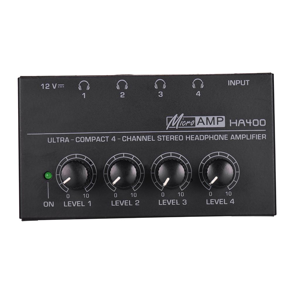 HA400 Ultrakompakter 4-Kanal Mini Audio Stereo Kopfhörerverstärker mit Netzteil
