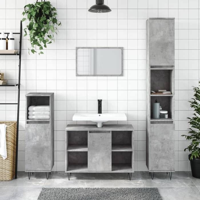 VidaXL Bathroom Cabinet Concrete Grey 80x33x60cm Engineered Wood 831632